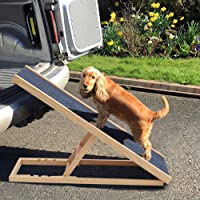 GBWHL Perro Mascota rampa Ajustable en Altura rampa de Seguridad Antideslizante para el Perro de Madera Escalera de Gato…